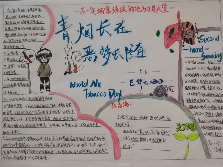 守护健康青春  共创无烟校园——高二A部无烟日书画展